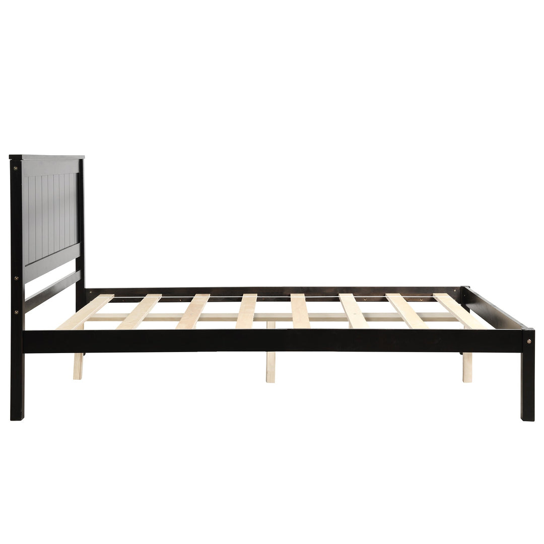 Full Platform Bed Frame with Headboard - Sturdy Wood Slat Support, No Box Spring Required, Espresso Finish Image 7