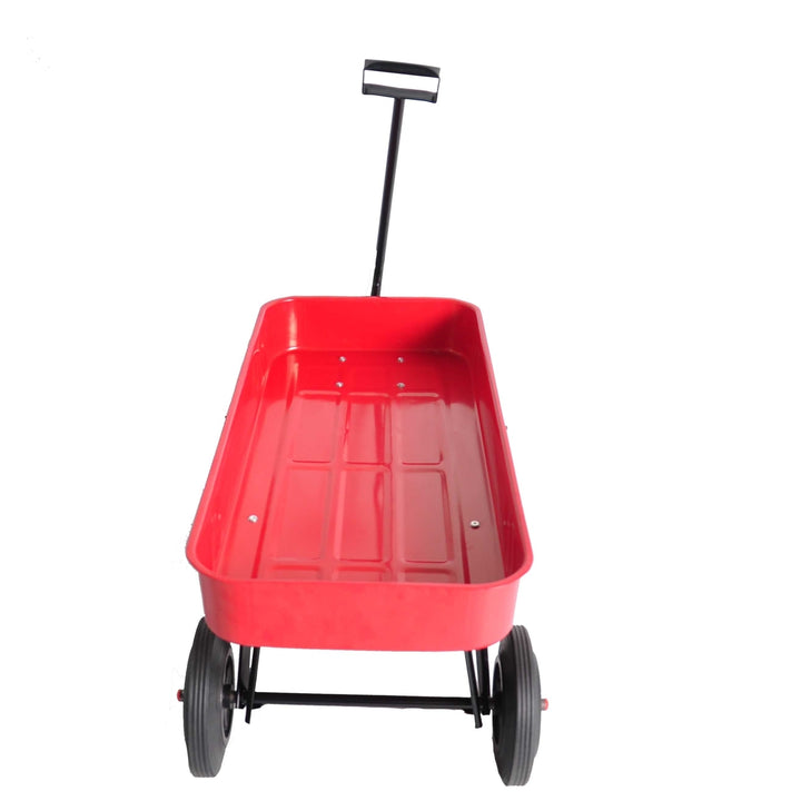 All-Terrain Garden Cart with Solid Wheels, 280lbs Capacity, Durable Railing Cargo Wagon - Red Image 3