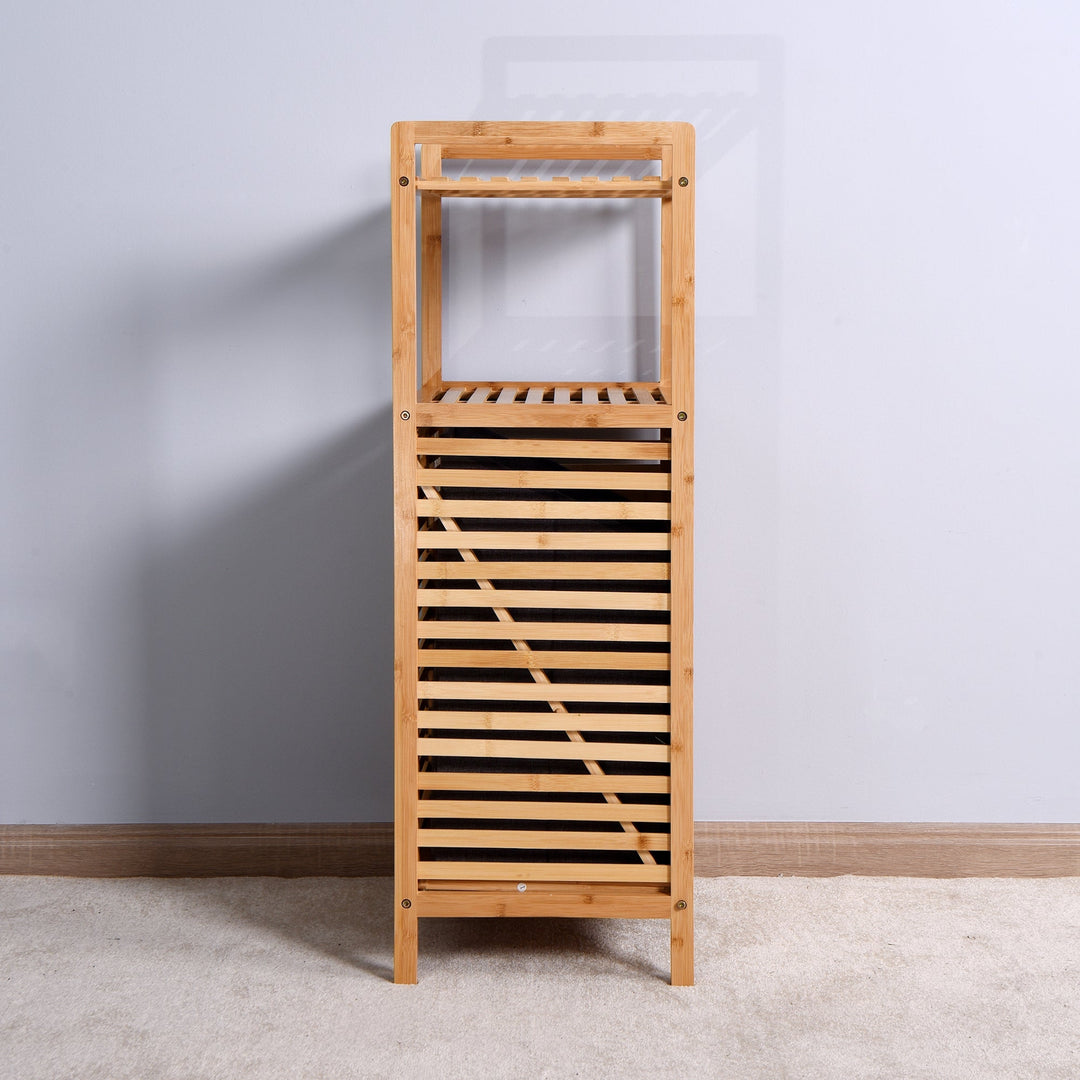 Bathroom Laundry Basket - Bamboo Storage with 2-Tier Shelf, 17.32 x 13 x 37.8 Inch, Stylish and Functional Home Image 7