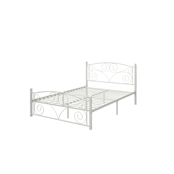 Full Size Unique Flower Sturdy System Metal Bed Frame with Headboard and Footboard Image 3