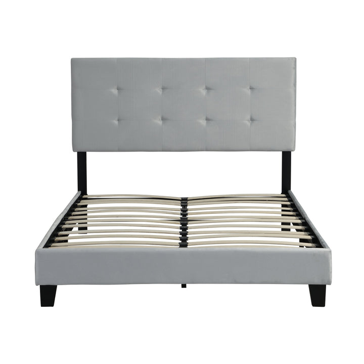 Full Size Upholstered Platform Bed Frame with Tufted Headboard, Wood Slat Support, No Box Spring Needed, Easy Assembly, Image 3