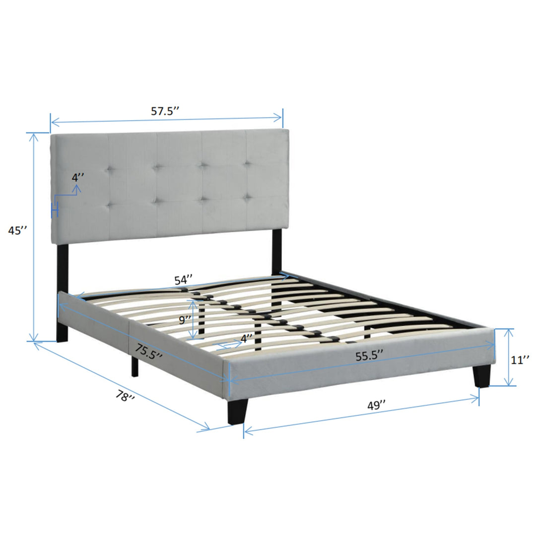 Full Size Upholstered Platform Bed Frame with Tufted Headboard, Wood Slat Support, No Box Spring Needed, Easy Assembly, Image 4