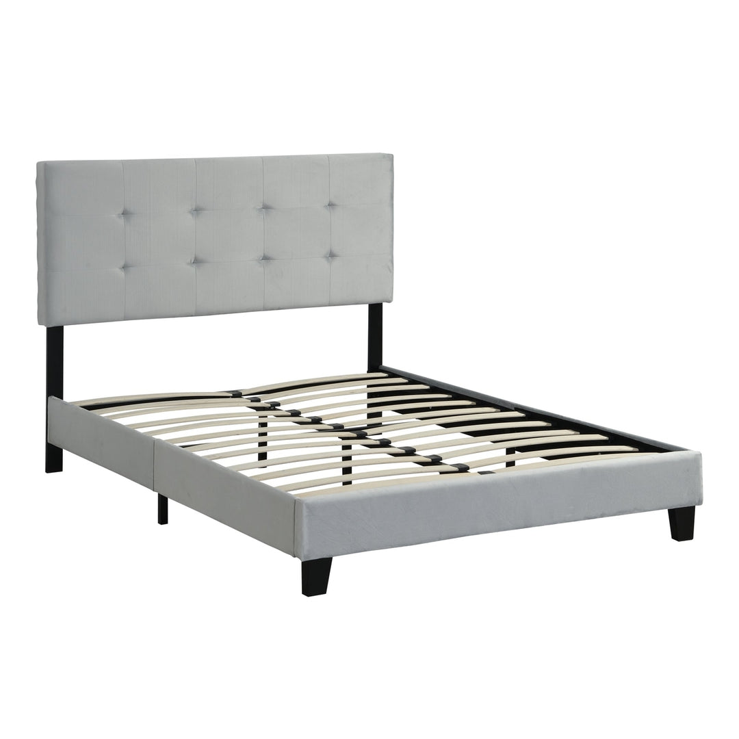 Full Size Upholstered Platform Bed Frame with Tufted Headboard, Wood Slat Support, No Box Spring Needed, Easy Assembly, Image 5