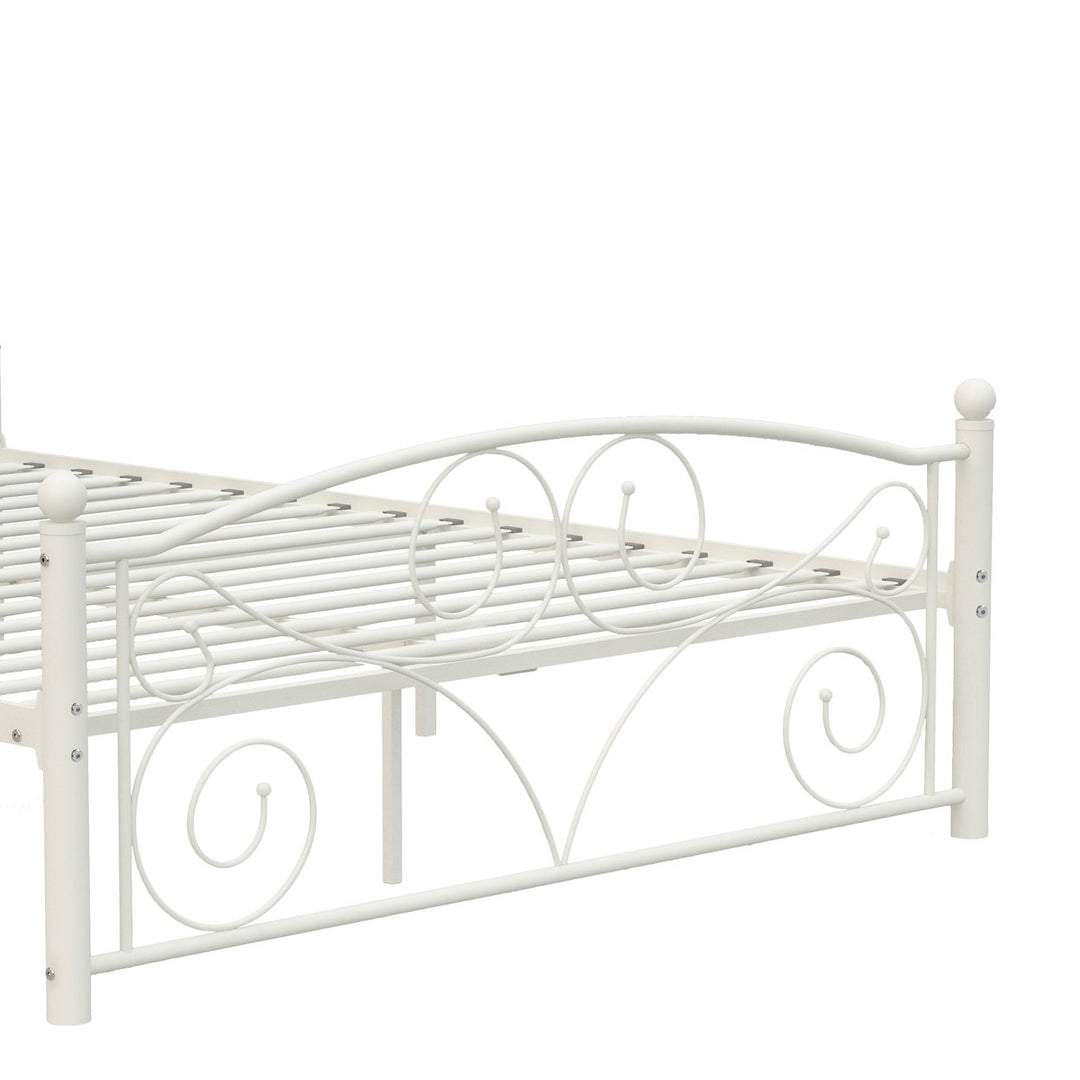 Full Size Unique Flower Sturdy System Metal Bed Frame with Headboard and Footboard Image 7