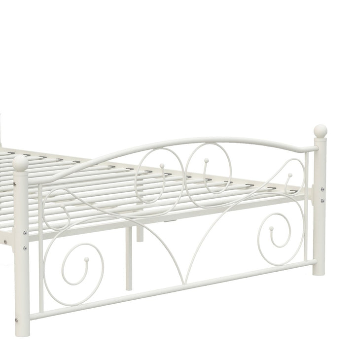 Full Size Unique Flower Sturdy System Metal Bed Frame with Headboard and Footboard Image 7