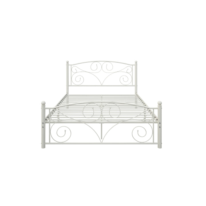 Full Size Unique Flower Sturdy System Metal Bed Frame with Headboard and Footboard Image 9