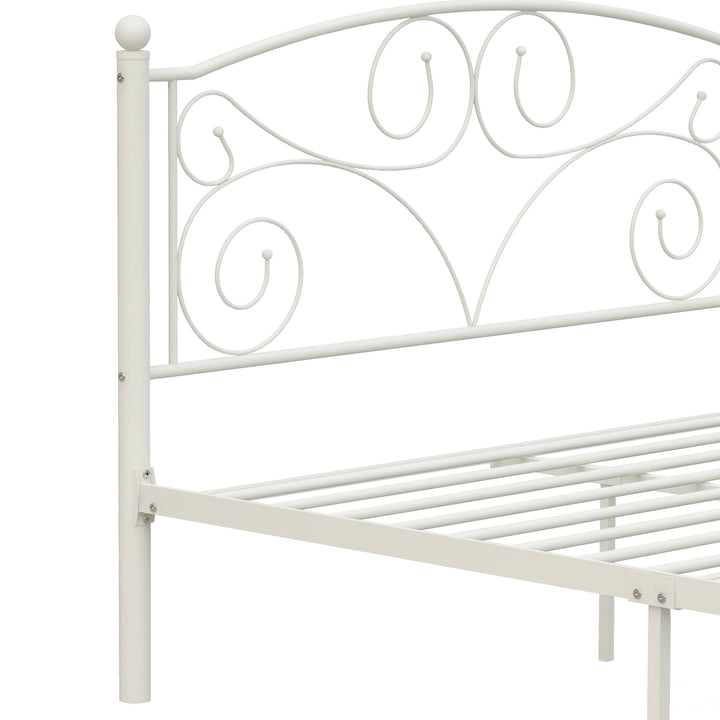 Full Size Unique Flower Sturdy System Metal Bed Frame with Headboard and Footboard Image 10