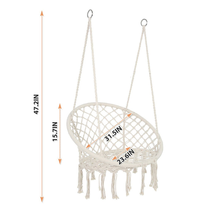 Hammock Chair Macrame Swing Max 330 Lbs Hanging Cotton Rope Hammock Swing Chair for Indoor and Outdoor Image 9