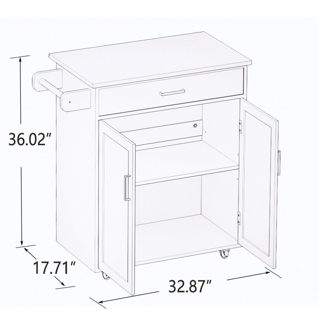 Kitchen Island Rolling Trolley Cart with Adjustable Shelves, Towel Rack and Rubber Wood Tabletop - Versatile Storage and Image 10