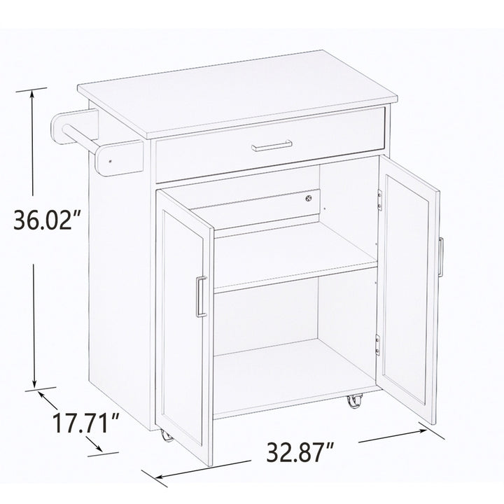 Kitchen Island Rolling Trolley Cart with Adjustable Shelves, Towel Rack and Rubber Wood Tabletop - Versatile Storage and Image 10