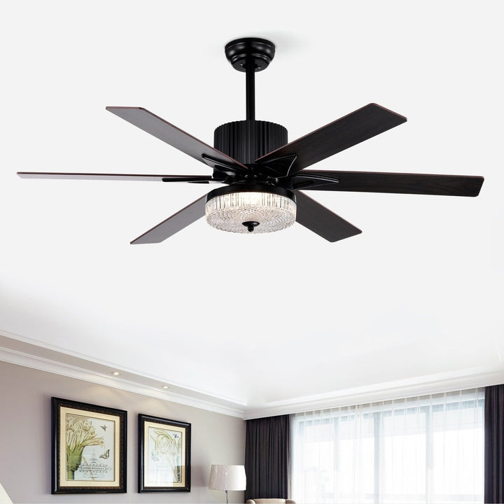 52 Inch Modern LED Ceiling Fan with Light, Remote Control, Reversible 6 Blades and Motor, Matte Black Finish Image 2