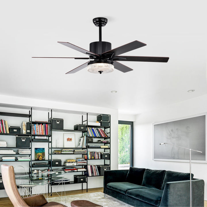 52 Inch Modern LED Ceiling Fan with Light, Remote Control, Reversible 6 Blades and Motor, Matte Black Finish Image 3