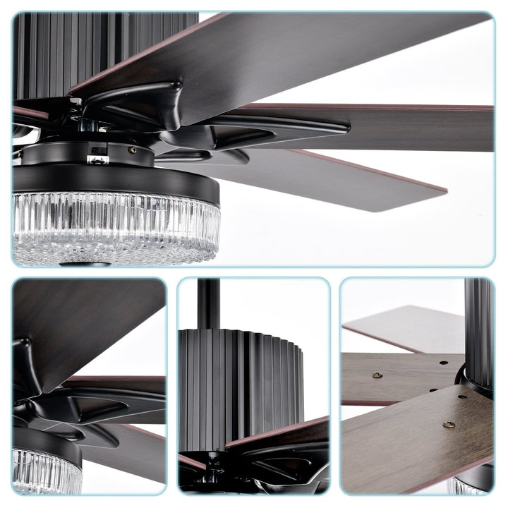 52 Inch Modern LED Ceiling Fan with Light, Remote Control, Reversible 6 Blades and Motor, Matte Black Finish Image 11