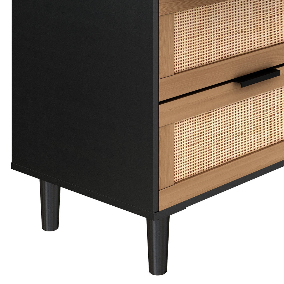 6-Drawer Rattan Dresser for Bedroom or Living Room - Stylish Storage Solution in Black Image 9