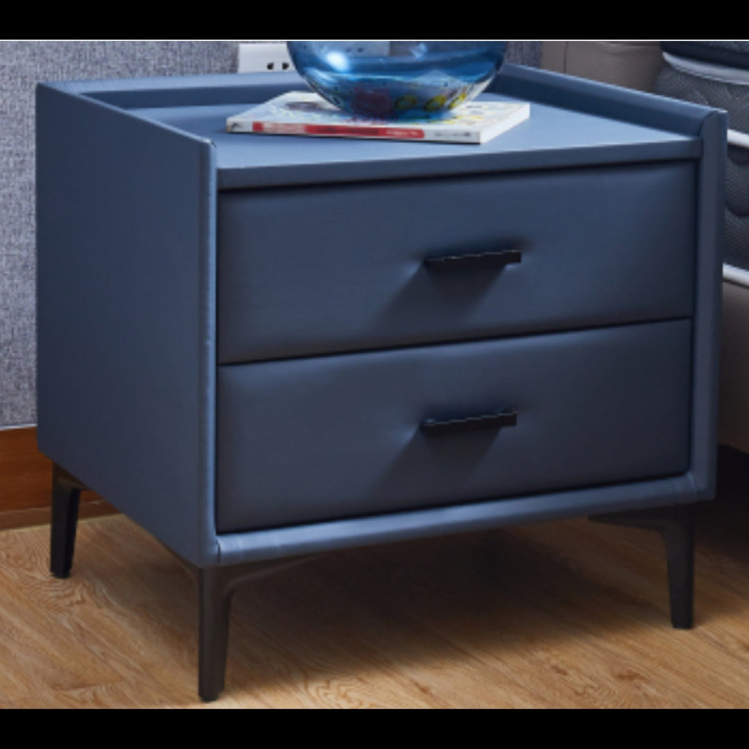 Modern Nightstand with 2 Drawers, PU Leather and Hardware Legs, Stylish End Table and Bedside Cabinet for Bedroom or Image 3