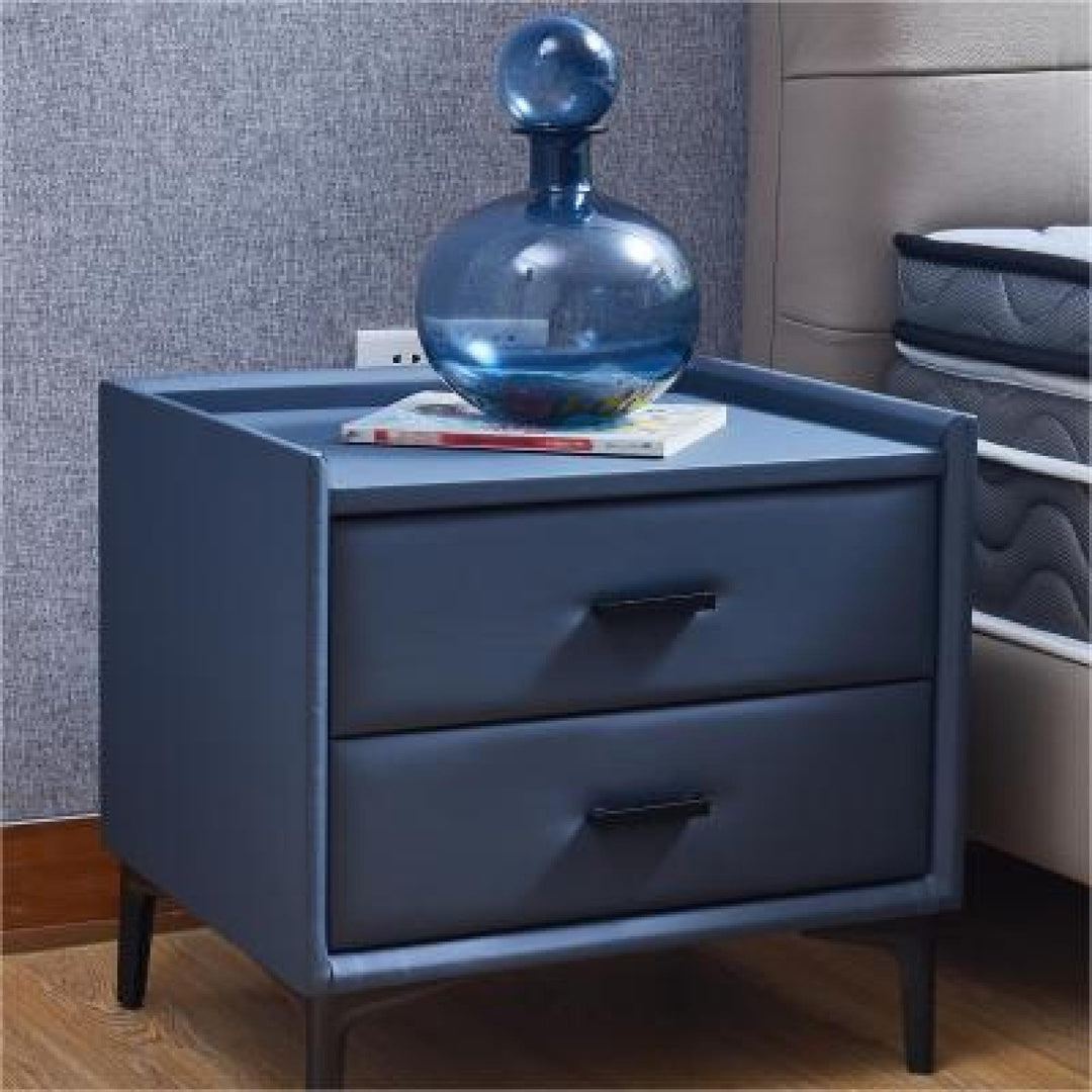 Modern Nightstand with 2 Drawers, PU Leather and Hardware Legs, Stylish End Table and Bedside Cabinet for Bedroom or Image 6