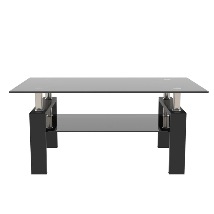 Modern Rectangle Black Glass Coffee Table Clear Center Table for Living Room Stylish Furniture Image 3