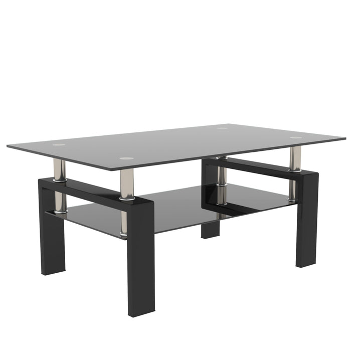 Modern Rectangle Black Glass Coffee Table Clear Center Table for Living Room Stylish Furniture Image 4