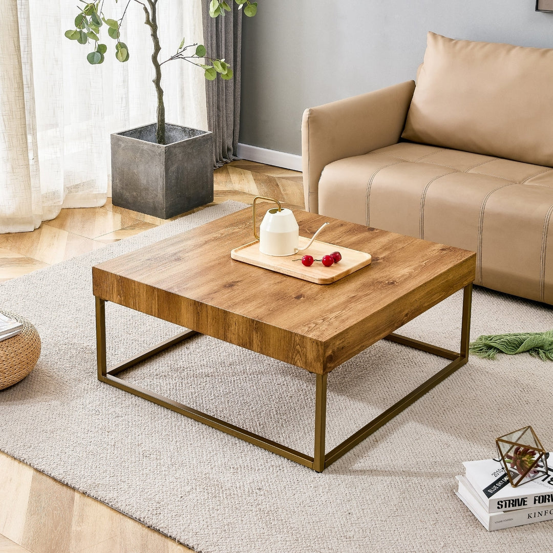 Modern Rectangular Coffee Table Dining Table MDF Top Metal Legs 31.5 Inch Suitable for Restaurants Living Rooms Image 1