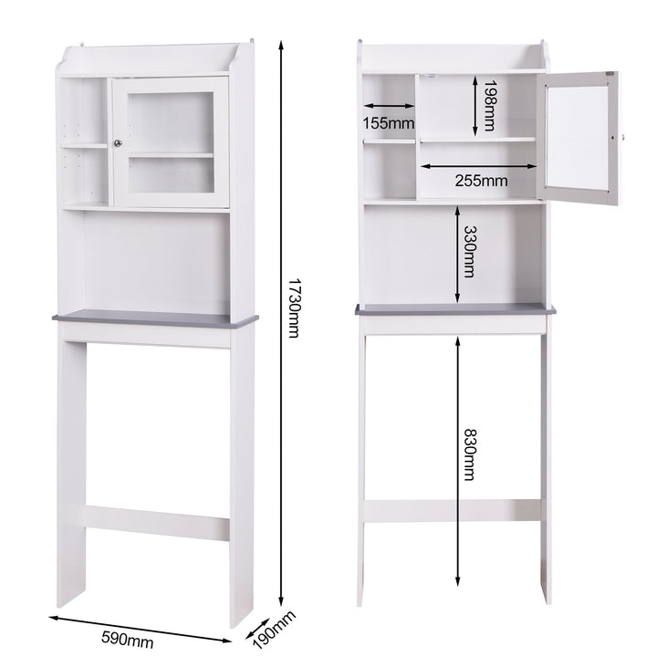 Modern Over The Toilet Space Saver Storage Cabinet - Stylish Wood Organizer for Bathroom, White Image 12