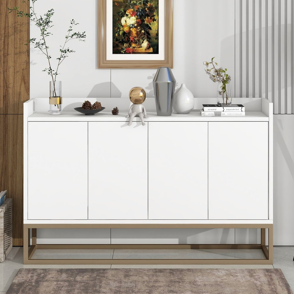 Modern Sideboard Elegant Buffet Cabinet Large Storage Space for Dining Room Entryway White Image 2