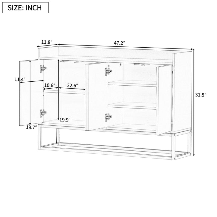 Modern Sideboard Elegant Buffet Cabinet Large Storage Space for Dining Room Entryway White Image 4