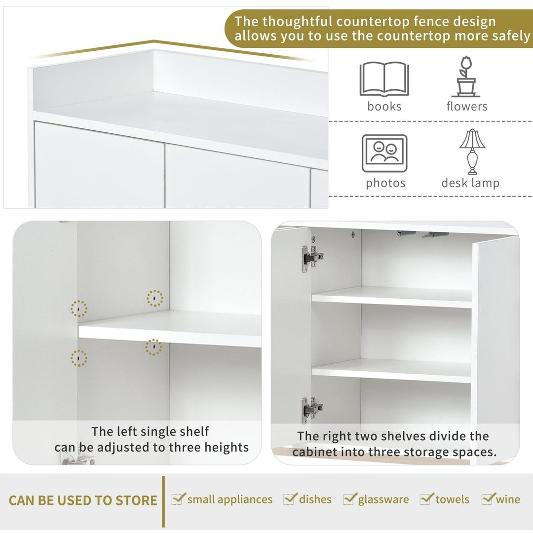 Modern Sideboard Elegant Buffet Cabinet Large Storage Space for Dining Room Entryway White Image 7