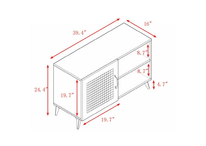 Modern Shoe Storage Cabinet with Natural Rattan Mesh Door Solid Wooden Handle 39.37 Inch Stylish Organizer for Entryway Image 8