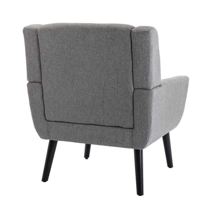 Modern Soft Linen Ergonomic Accent Chair for Living Room or Bedroom - Stylish Indoor Seating with Black Legs Image 3