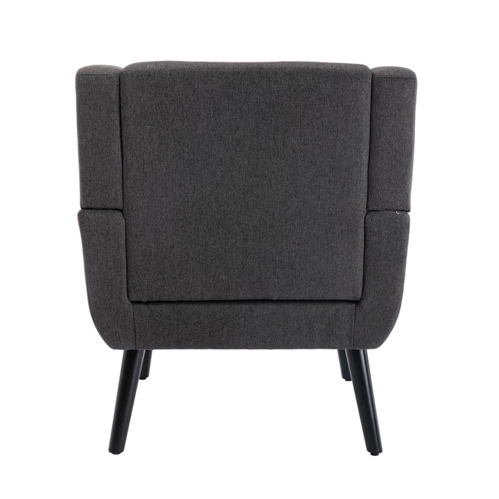 Modern Soft Linen Ergonomic Accent Chair for Living Room or Bedroom - Stylish Indoor Home Seating with Black Legs Image 4