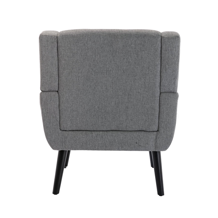 Modern Soft Linen Ergonomic Accent Chair for Living Room or Bedroom - Stylish Indoor Seating with Black Legs Image 4