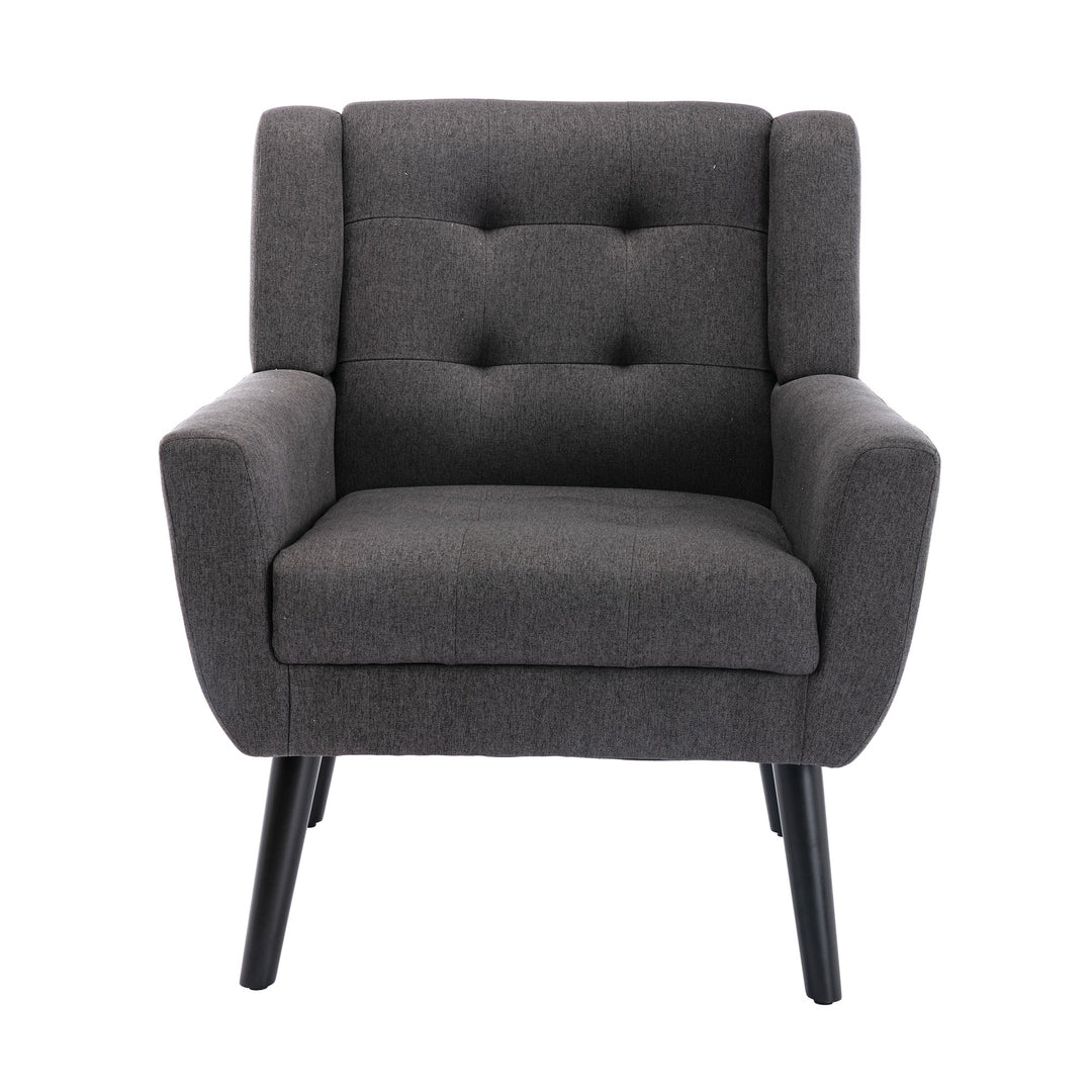 Modern Soft Linen Ergonomic Accent Chair for Living Room or Bedroom - Stylish Indoor Home Seating with Black Legs Image 5