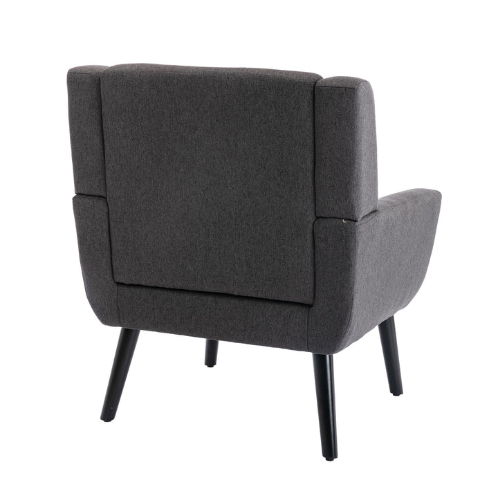 Modern Soft Linen Ergonomic Accent Chair for Living Room or Bedroom - Stylish Indoor Home Seating with Black Legs Image 6