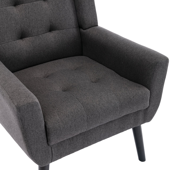 Modern Soft Linen Ergonomic Accent Chair for Living Room or Bedroom - Stylish Indoor Home Seating with Black Legs Image 10