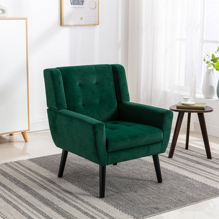 Modern Soft Velvet Ergonomic Accent Chair for Living Room and Bedroom - Stylish Indoor Home Chair with Black Legs Image 3