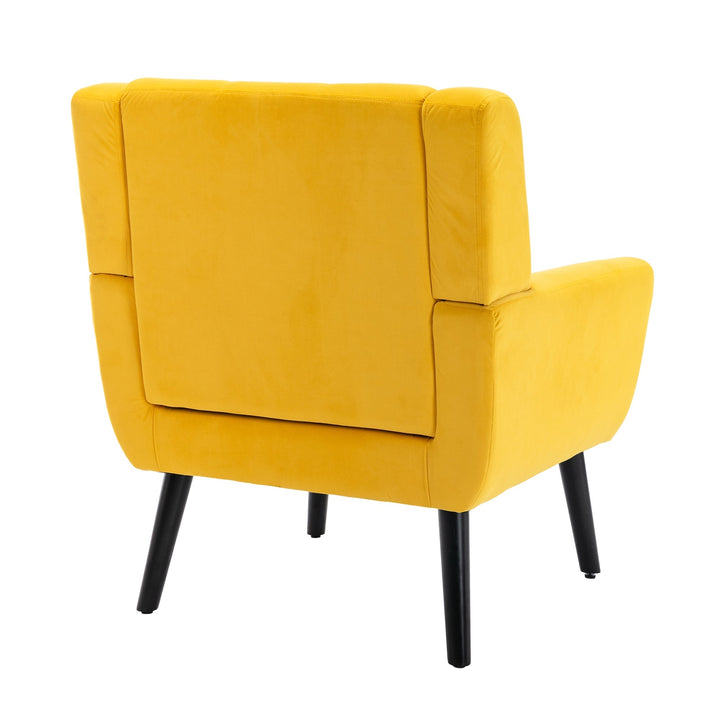 Modern Soft Velvet Ergonomic Accent Chair for Living Room and Bedroom, Stylish Indoor Home Seating with Black Legs Image 6