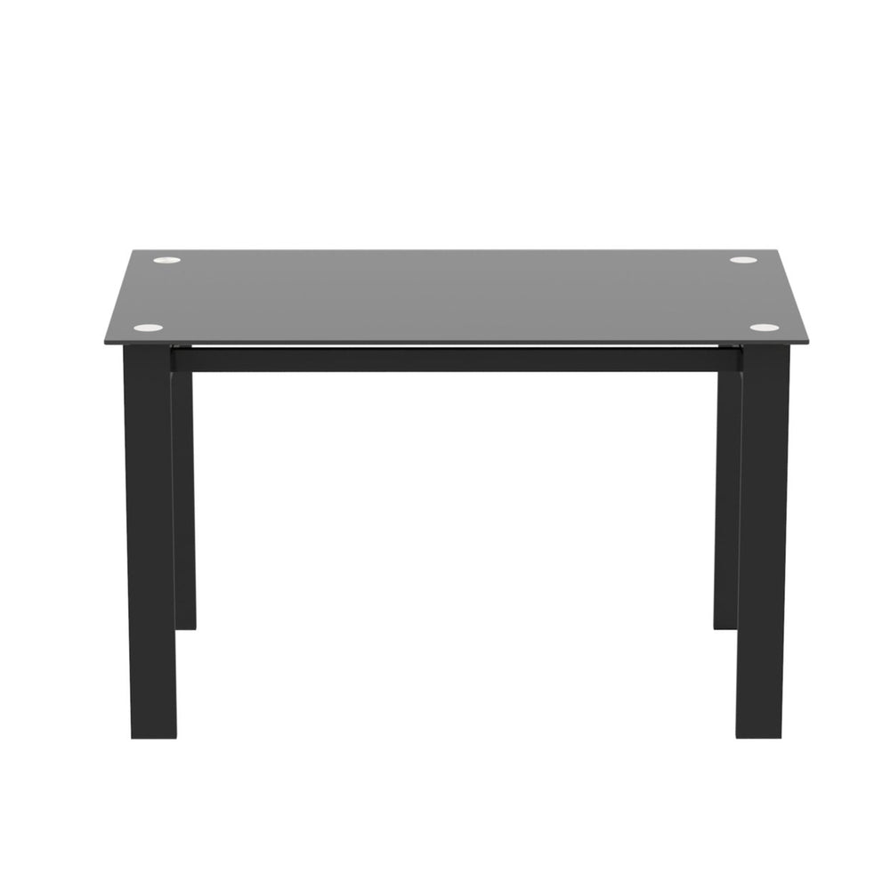 Modern Tempered Glass Dining Table with Rectangular Metal Legs - Stylish Table for Living Room and Kitchen, Black Finish Image 2