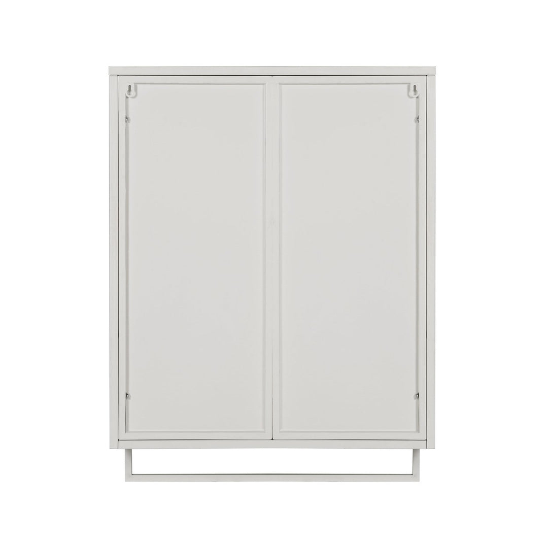 Modern Two-Door Wall Cabinet with Enclosed Storage Open Shelf and Towel Rack for Entryway Living Room Bathroom Dining Image 7