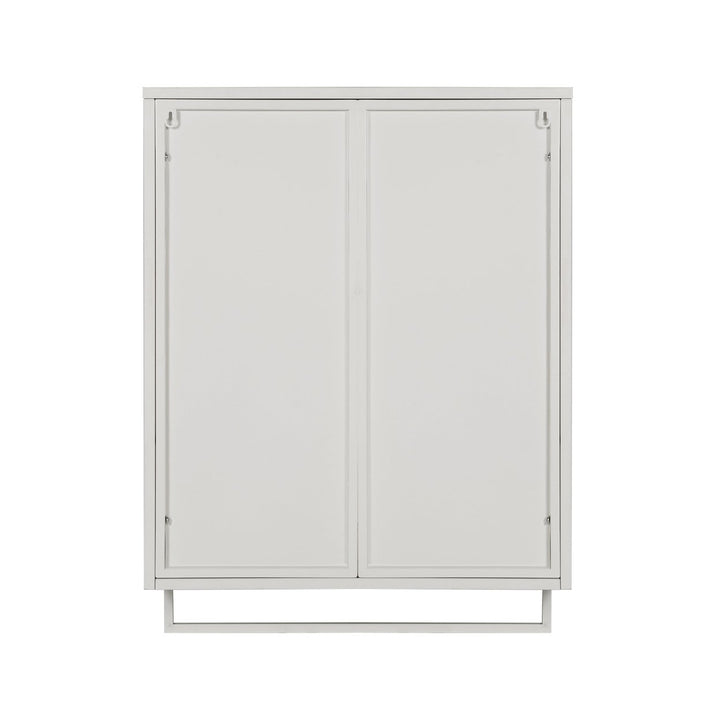 Modern Two-Door Wall Cabinet with Enclosed Storage Open Shelf and Towel Rack for Entryway Living Room Bathroom Dining Image 7