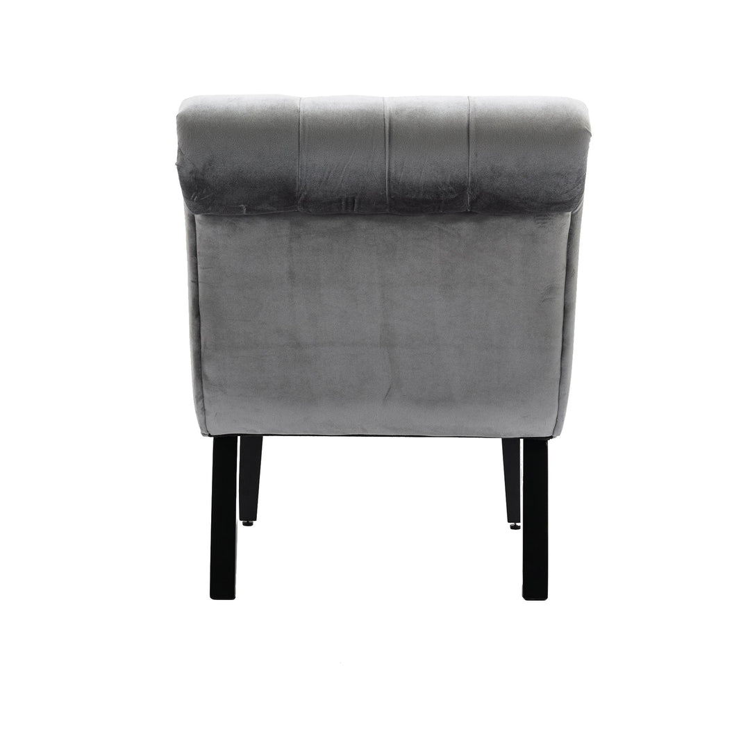 Modern Velvet Armless Accent Chair Upholstered Fabric Comfortable Leisure Chair with Wooden Legs for Living Room Bedroom Image 7