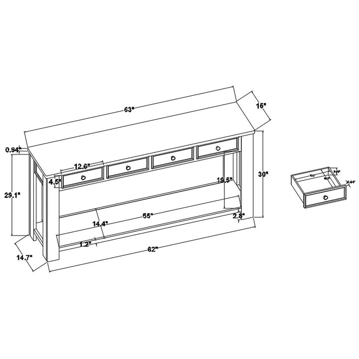 63 Pine Wood Console Table with 4 Drawers and Bottom Shelf for Entryway - Easy Assembly Antique White and Brown Top Sofa Image 10