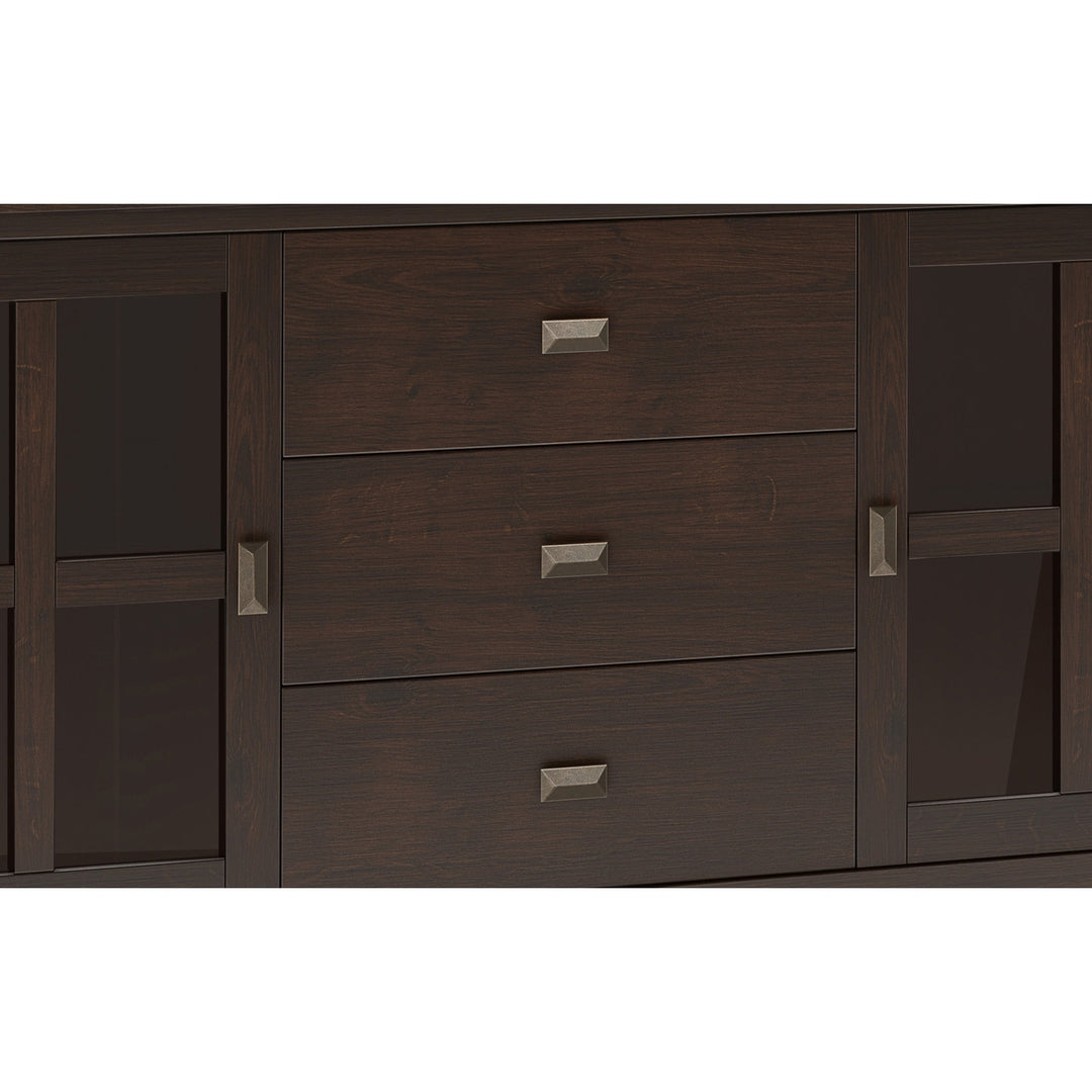 Artisan Large Sideboard Buffet Solid Hardwood 2 Cabinets 3 Drawers Storage Image 8