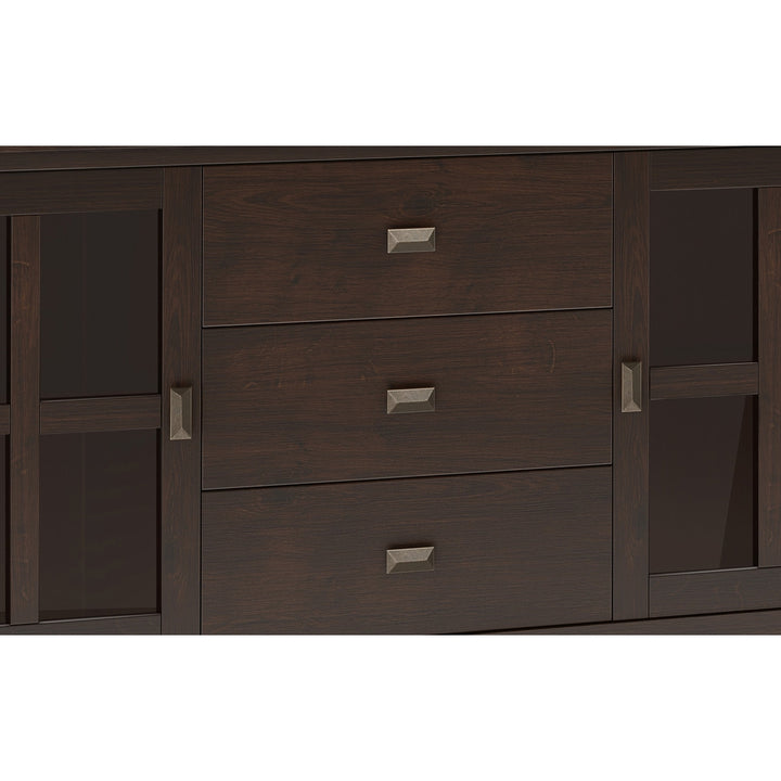 Artisan Large Sideboard Buffet Solid Hardwood 2 Cabinets 3 Drawers Storage Image 8