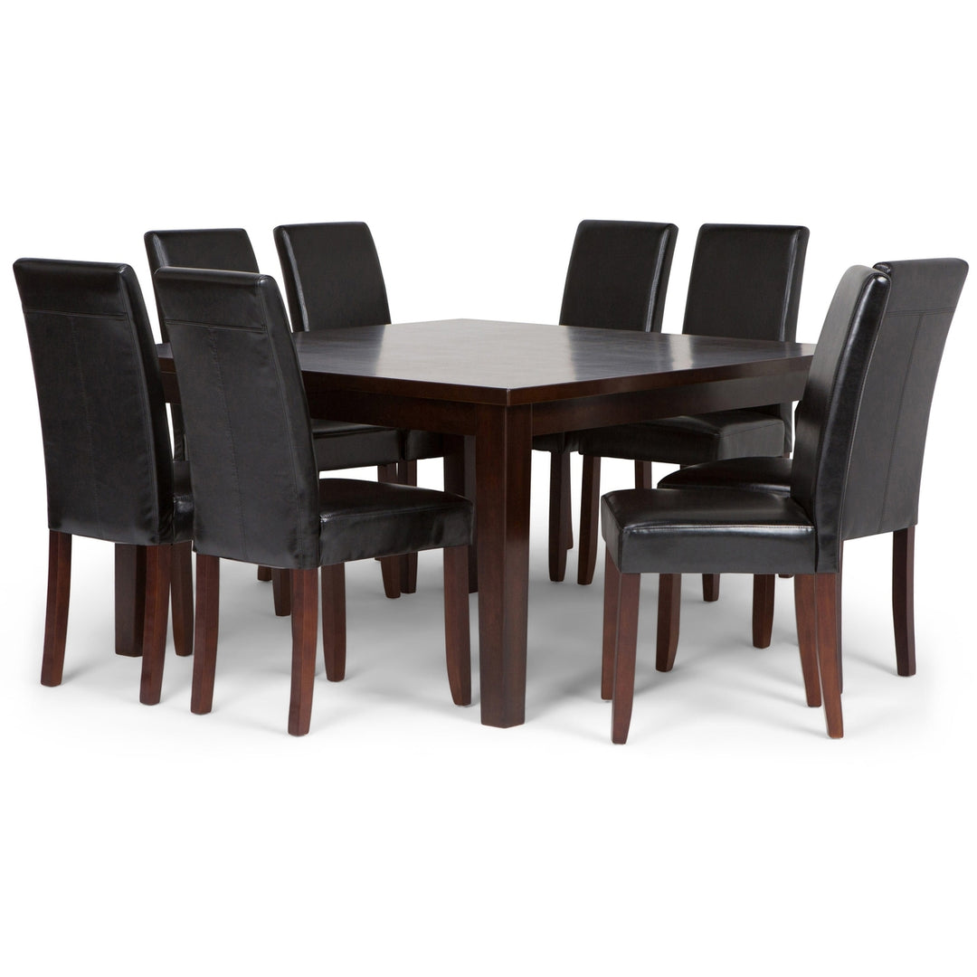 Acadian Eastwood 9 Pc Dining Set Dark Java Brown Rubberwood Table Chairs Image 1