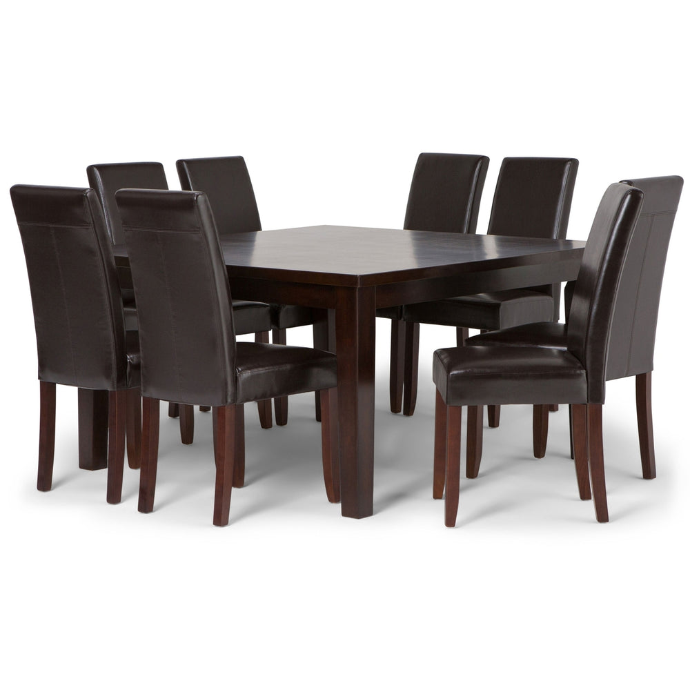 Acadian Eastwood 9 Pc Dining Set Dark Java Brown Rubberwood Table Chairs Image 2