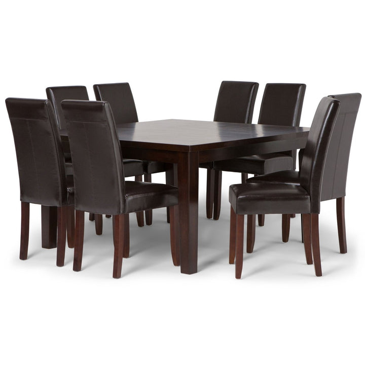 Acadian Eastwood 9 Pc Dining Set Dark Java Brown Rubberwood Table Chairs Image 1