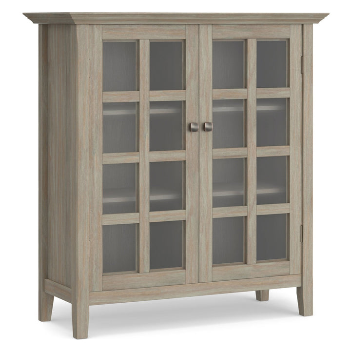 Acadian Medium Storage Cabinet Solid Wood with Glass Doors Adjustable Shelves Image 6