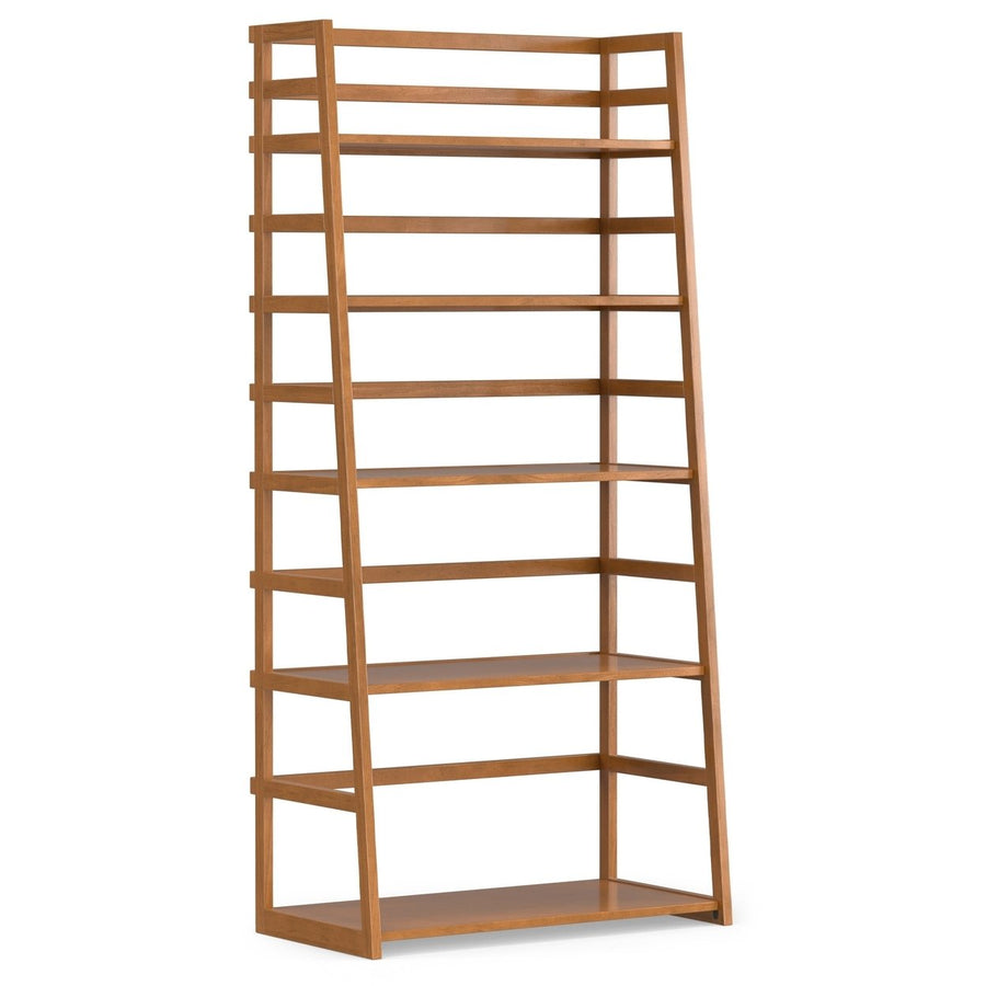 Acadian Ladder Shelf Bookcase Solid Wood Rustic 4 Shelf Storage Unit 30in W Image 1