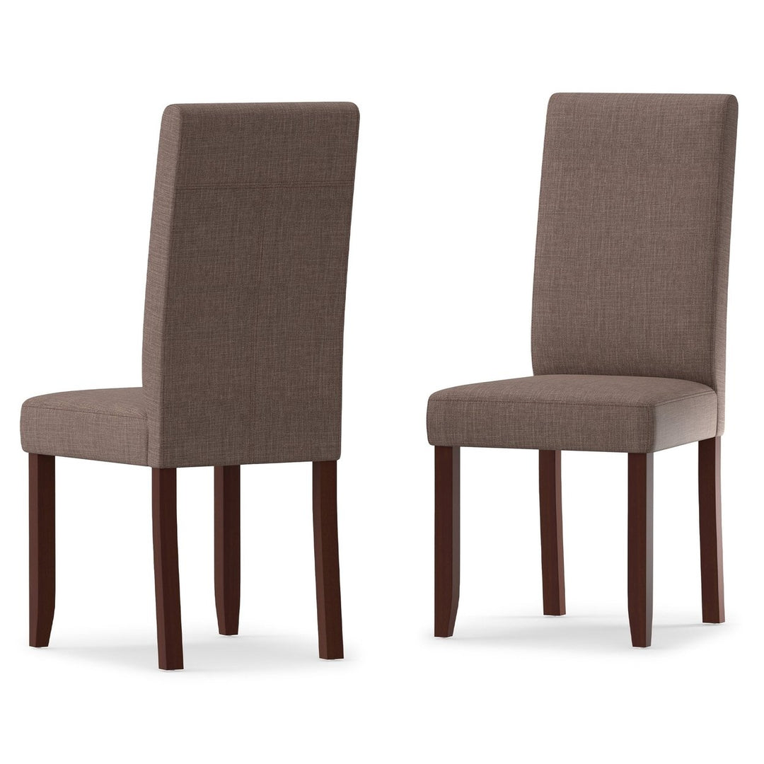 Acadian Dining Chair Set of 2 Upholstered Brown Solid Wood Kitchen Office Image 1