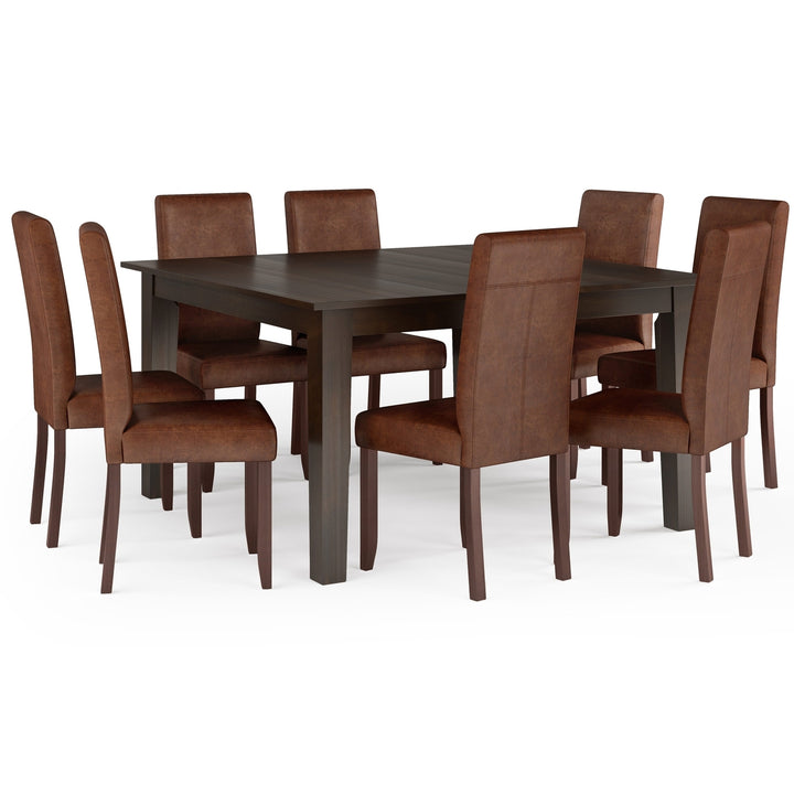 Acadian Eastwood 9 Pc Dining Set Dark Java Brown Rubberwood Table Chairs Image 9